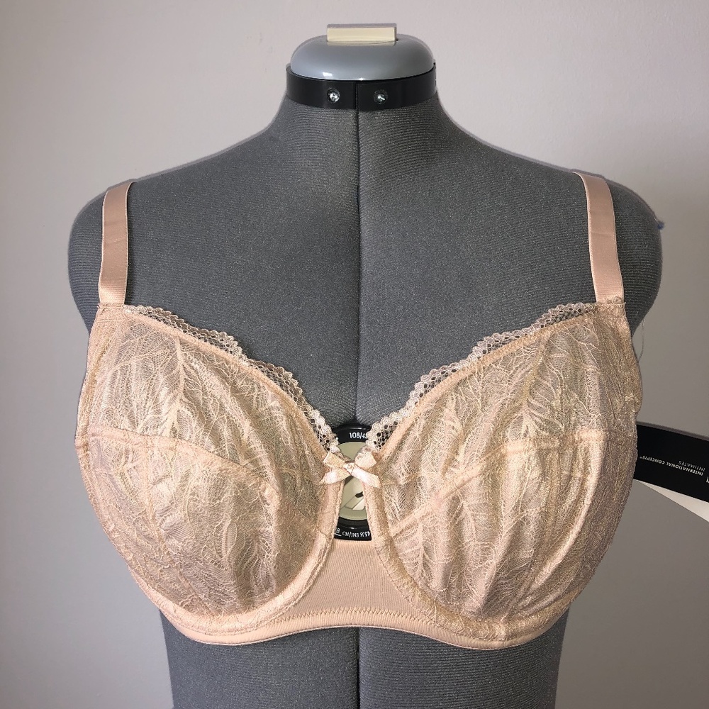 INC Plus Size Unlined Lace Lift Bra Beige